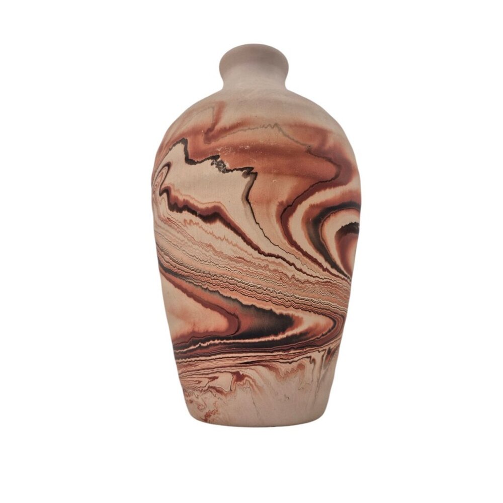 Nemadji Pottery Hand Made Swirl Design Vase Decorative Earth Tones USA Ceramic - Picture 9 of 10